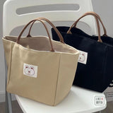 THEMEISLES 2022 Original Homemade Japanese Bucket-Type Tote Canvas Bag Simple All-Match Artistic Portable Bento Lunch Box Bag Women