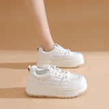 Lightweight Foam Bottom Leather White Shoes Women's  Summer New Women's Thick-Soled Casual Sneakers plus Size Women's Shoes