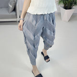 themeisles Sanzhai  Pleated Casual Cropped Harem Pants Women's Pleated High Elastic High Waist Loose Twist Pants All-Matching Skinny Pants