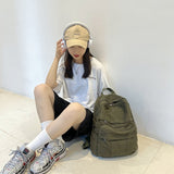 Cross-Border Backpack Women's Retro Large Capacity Simple High School Student Schoolbag Women's Korean-Style Fashion Trend Canvas Backpack