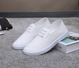 themeisles Factory Supply Slip-on Canvas Shoes Flat All-Match Pure White Cloth Shoes Female Nurse Lazy Shoes Casual Students' Shoes