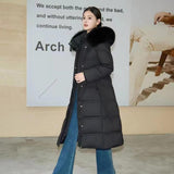 High-end down jacket women's winter 2023 new medium and long fashion foreign luxury knee fur collar