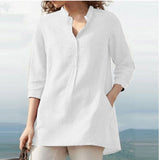 THEMEISLES Cross-Border New Spring/Summer European and American  Urban Casual Stand Collar Loose Shirt for Women