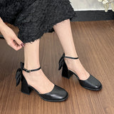 Closed Toe Sandals for Women  New Summer Bow Fairy Style Hollow Women's Shoes Chunky Heel High Heel Shoes Women