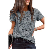 THEMEISLES New 2025  women's casual polka dot top round neck short-sleeved T-shirt, fashionable spring and summer loose shirt