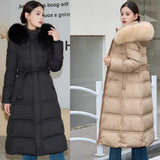 High-end down jacket women's winter 2023 new medium and long fashion foreign luxury knee fur collar