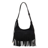 THEMEISLES Autumn and Winter  New Leather Tassel Women's Shoulder Bag Stylish Good Texture Retro Shoulder Crossbody Simple Women's Bags