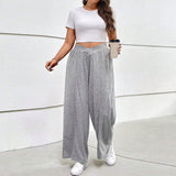 themeisles Cross-Border HOTan and NEWn plus Size Women's Clothes  Autumn and Winter New Elastic Waist Casual Wide-Leg Pants Fashion Sports Trousers Pant