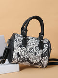 THEMEISLES New Boston Women's Bag Minority Fashion Skull Print Handbags Personality Shoulder Bag European and American Portable Pillow Bag