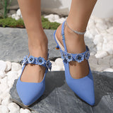 Early Spring New Flower with Pointed Toe Kitten Heel High Heel Sandals Women's Stiletto Heel Elegant Socialite High-Grade Women's Shoes