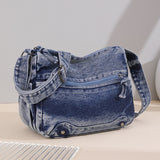 THEMEISLES Crossbody Bag Women's Large Capacity Washed Denim Canvas Bag Multi-Compartment Middle-Aged and Elderly Mother Bag Lightweight Multi-Pocket Cloth Bag