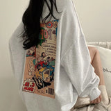 THEMEISLES Cartoon letters Taiwan crew neck sweater women's Korean version loose velvet spring autumn and winter ins trendy cotton lazy printing new