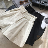 THEMEISLES Wang Fried Style ~ Pants Type Is Awesome! Summer Wooden Ear Bud Shaped Waist Casual Loose Straight High Waist Wide Leg Shorts for Women 2025