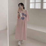 2025 THEMEISLES Manufacturer casual printing lazy skirt medium and long straight skirt pure cotton T-shirt dress women's popular summer new