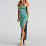 2024 Summer New  European and American Sexy High Waist Hip Lift Split Evening Dress Dress Women