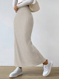 THEMEISLES 2025 style American  new New high waist side split slim knitted skirt women's fashion dress