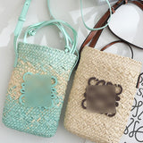 THEMEISLES New Luojia Crossbody Phone Bag Paper String Woven Fashion Ladies Bags Beach Vacation Straw Bag Women