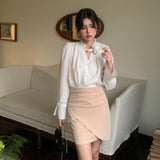 THEMEISLES Xiuxixi  Summer New Temperament Commute Solid Color High Waist Skirt Sheath Pencil Skirt Women's 19810