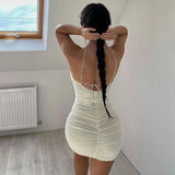 THEMEISLES European and American Hot Girls Essential Tight Skirt Hollow-out Halter Summer  New Women's Backless Sexy Jumpsuit Skirt