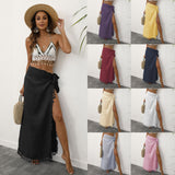 THEMEISLES European and American Women's Clothing Cross-Border Supply Bandage Beach Skirt Tassel Stitching Irregular One Piece Sexy Skirt 705