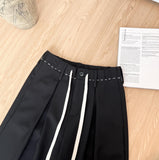 themeisles Black Casual Pants Women's Spring New High Waist Straight Wide Leg Pants Loose Pants Mop Trousers