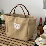 THEMEISLES 2022 Original Homemade Japanese Bucket-Type Tote Canvas Bag Simple All-Match Artistic Portable Bento Lunch Box Bag Women