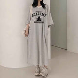 2025 THEMEISLES Manufacturer pure cotton short-sleeved T-shirt skirt women's summer popular new Korean version Popular style printing loose casual medium and long even