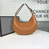 THEMEISLES European and American Style High-Grade Genuine Leather Shoulder Bag for Women Underarm Bag New Selenodont Bag Hobo First Layer Cowhide