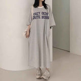 2025 THEMEISLES Manufacturer pure cotton short-sleeved T-shirt skirt women's summer popular new Korean version Popular style printing loose casual medium and long even