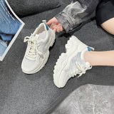 Dad Shoes Women's Platform White Shoes Mesh Lace up Breathable Pumps Women's Sneaker Color Matching Travel Shoes Physical Exclusive