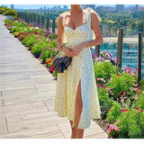 Popular trade  2025 women's clothing popular summer V-neck suspender floral backless split base dress