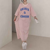 2025 THEMEISLES Manufacturer pure cotton Korea loose and thin letters short-sleeved long T-shirt skirt women's popular new popular leisure even