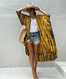 2025 new sunscreen shirt women's irregular printed cardigan long beach bikini sunshade jacket