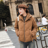 2023 women's new stand-up collar short down jacket winter women's jacket hooded small temperament Pinghu down