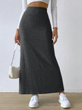 THEMEISLES 2025 style American  new New high waist side split slim knitted skirt women's fashion dress