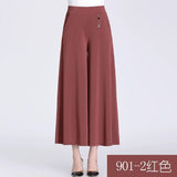 themeisles Fashion Casual plus Size Women's Clothing Summer Thin High Waist Pure Color Loose Wide Leg Pants Middle-Aged Mom Straight-Leg Pants Women