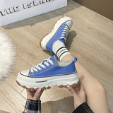 themeisles Spring New Canvas Shoes Women Hong Kong Style Fashion White Shoes Students Thick Bottom Sneaker Casual All-Matching Ins Pumps