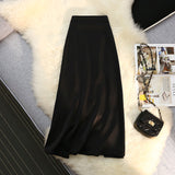 THEMEISLES Acetate Skirt for Women  Spring and Summer New High-Grade Satin Elastic Waist Mid-Length Large Swing High Waist Skirt