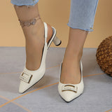 THEMEISLES European and American Style Summer Fashion Closed Toe Back Empty High Heel Sandals Height Increasing Leisure Foreign Trade plus Size  Women's Shoes