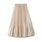 THEMEISLES Summer Pleated Skirt High-Grade Korean Style Large Swing Tulle Skirt Solid Color Long Skirt a-Line Women's Drape Lace Skirt Women's