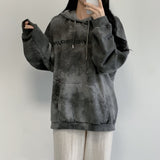 THEMEISLES Trendy brand tie-dye Korean version of alphabet sweater women's hooded loose spring, autumn and winter thickened velvet large size New n new model