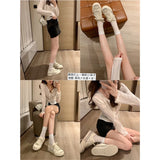 themeisles In Stock Sheepskin Version Su Cojin Same Upgraded Version Jack Purcell Thick Sole Height Increasing Casual Canvas Sneakers Women's White Shoes