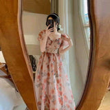 themeisles Floral Summer Dress New Fashion Fairycore Puff Sleeve Ball Gown Birthday Dress for Women Short Sleeves Midi Dress