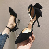 THEMEISLES Women's High Heels  New Internet Celebrity 202 300 Pointed Thin  Style Less Black Strip Factory Wholesale