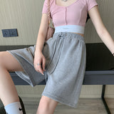 themeisles Black Shorts Women's  Summer New Sports Shorts Women's Thin Casual Wide-Leg Pants Slim Cropped Pants Middle Pants