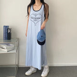 2025 THEMEISLES Manufacturer 4-color long dress women's popular summer new large-size letter-printed sleeveless vest skirt knee-length dress