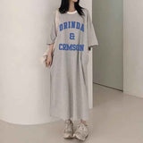 2025 THEMEISLES Manufacturer pure cotton Korea loose and thin letters short-sleeved long T-shirt skirt women's popular new popular leisure even