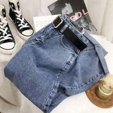 F Korean Style Loose Wide Leg Jeans for Women Spring and Autumn New High Waist Slimming Students All-Matching Straight Raddish Dad Jeans