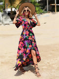 Popular trade popular  summer bohemian vacation wind V-neck strap waist beach dress women