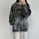 THEMEISLES Trendy brand tie-dye Korean version of alphabet sweater women's hooded loose spring, autumn and winter thickened velvet large size New n new model